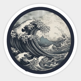 waves japanese print Sticker